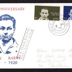 1970 Ireland 50th Anniversary of the Death of Kevin Barry Commemorative Stamp Illustrated Addressed First Day Cover (FDC)