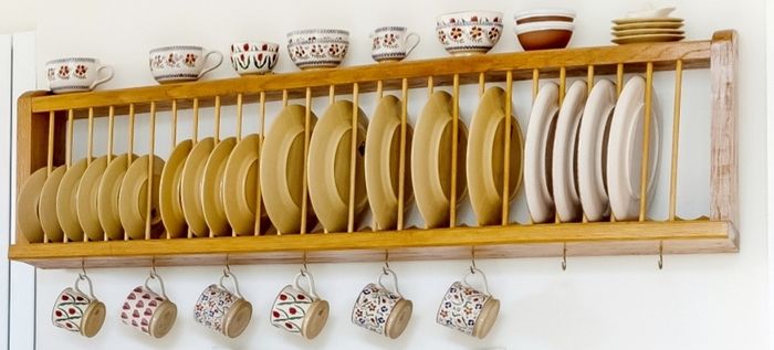 Sold elm wooden plate rack.