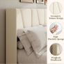 Double Bed Frame with Headboard, Velvet Geometric Tufted Upholstered Platform Bed Frames, Contemporary Mattress Foundation, No Box Spring Needed, Noise Free, Easy Assembly, Beige Image 4