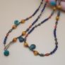 Vintage Tribal Lapis, Coral & Amber Ethnic Necklace with Turquoise Drops Image 5