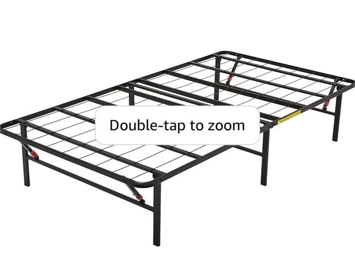 Single Foldable Platform Bed Frame with Steel Slats, Tool-Free Assembly, Under-Bed Storage, 90 x 190 X 35.5 cm, Black