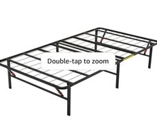 Single Foldable Platform Bed Frame with Steel Slats, Tool-Free Assembly, Under-Bed Storage, 90 x 190 X 35.5 cm, Black