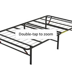Single Foldable Platform Bed Frame with Steel Slats, Tool-Free Assembly, Under-Bed Storage, 90 x 190 X 35.5 cm, Black
