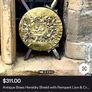 Antique/Vintage Brass Heraldry Lion & Swords Shield Wall Decor - OBO Image 8