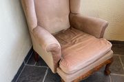 Vintage Queen Anne Wingback Armchair