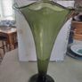 1920 Vintage Stuart GREEN Crystal Trumpet Vase STAMPED ON BEASE, Image 6