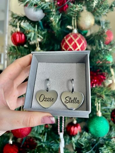Heart shape engraved dog tag
