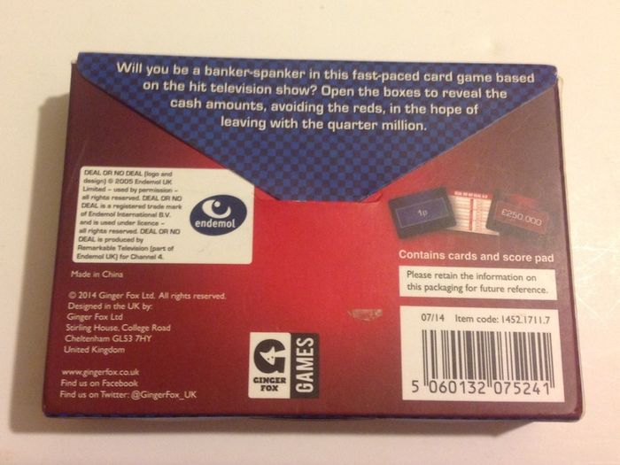 Deal or No Deal Card Game
