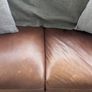Brown faux-leather two-seater sofa Image 2