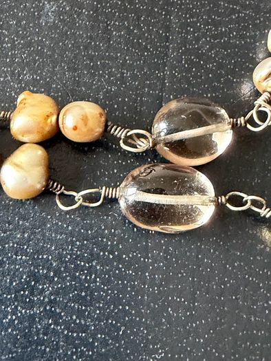 silver necklace with natural stones