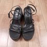 Schuh Black Vegan Leather Strappy Platform Block Heel Sandals 6UK/39EU Image 8