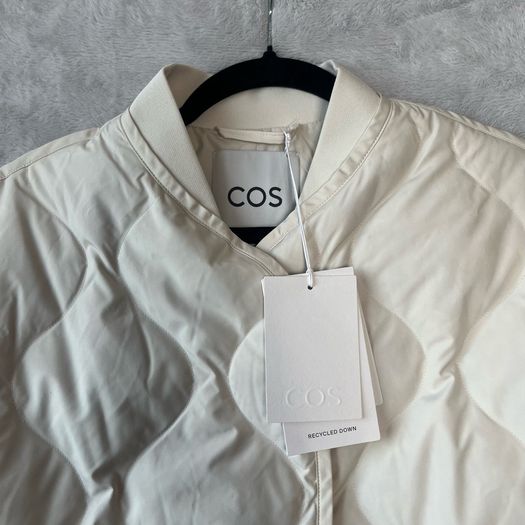 COS Quilted Recycled Down Jacket Cream Off-White Size M