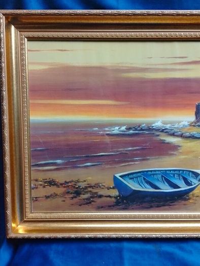 Can post! Vintage Framed Coastal Sunset Print ("A. Peters")