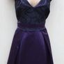 Karen Millen Purple Black Signature Elegant Lace Satin Pleat Skater Dress Image 6