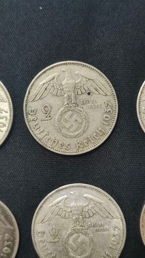 Complete Set - Germany 2 Reichsmark 1937 - All Mint Marks A,D,E,F,G,J