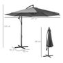 Cantilever Umbrella Parasol Hanging Banana Steel Dark Grey 3M Patio Image 4