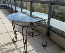 Ornate Wrought Iron & Glass Garden / Patio Table