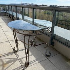 Ornate Wrought Iron & Glass Garden / Patio Table