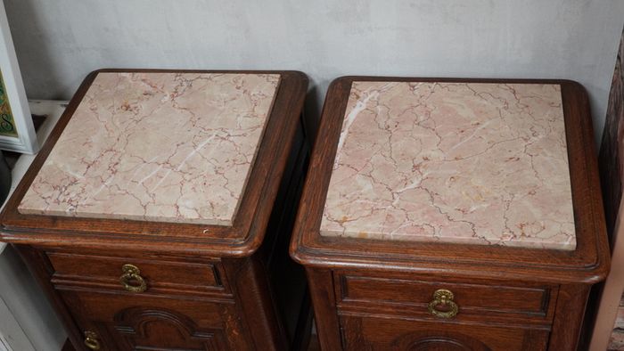 Pair of Antique French Oak Bedside Cabinets