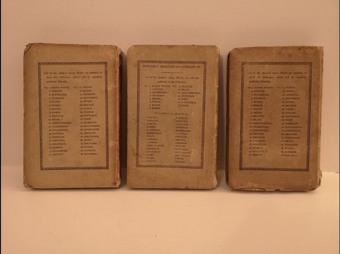 Rare-The Beauties of Literature Vol 4, 9 & 15. The Beauties of Thomson, Beattie and Paley.  Alfred Howard  Publication circa 1833