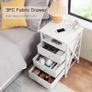 Bedside Table Set of 2 with Charging Station, Side Table with Led Lights, Bedside Cabinet with 3 Fabric Storage Drawers, End Table, Sofa Side Table, Nightstand for Living Room Image 7