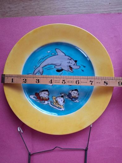 2 x Vintage ORIGINAL Hutschen Reuther Porcelain  Plates Walt Disney Cartoon  Animation  1972