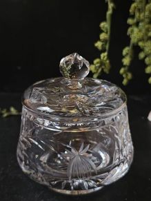 24% Lead Crystal Hand Cut  Sugar Bowl