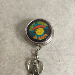 Stainless Steel Portable Pocket Circular Ashtray Key Chain with Cigarette Snuffe