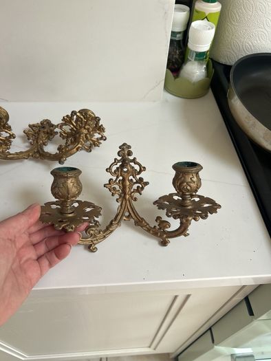 Gold wall candle holders