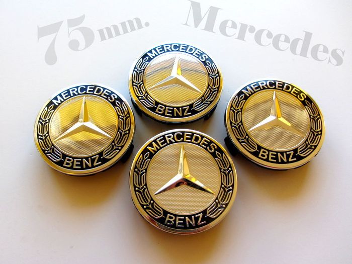1set Classic Mercedes Black sides Chrome center 75mm Alloy Wheel Caps cap Hub Cover 75