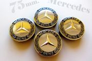 1set Classic Mercedes Black sides Chrome center 75mm Alloy Wheel Caps cap Hub Cover 75