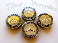main image for ad 1set Classic Mercedes Black sides Chrome center 75mm Alloy Wheel Caps cap Hub Cover 75