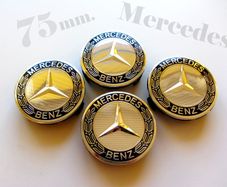 1set Classic Mercedes Black sides Chrome center 75mm Alloy Wheel Caps cap Hub Cover 75
