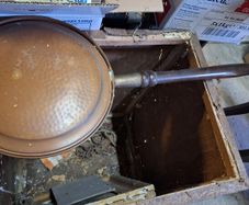 Antique copper bed warming pan