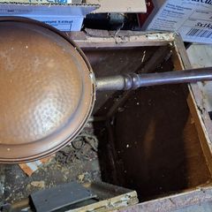 Antique copper bed warming pan
