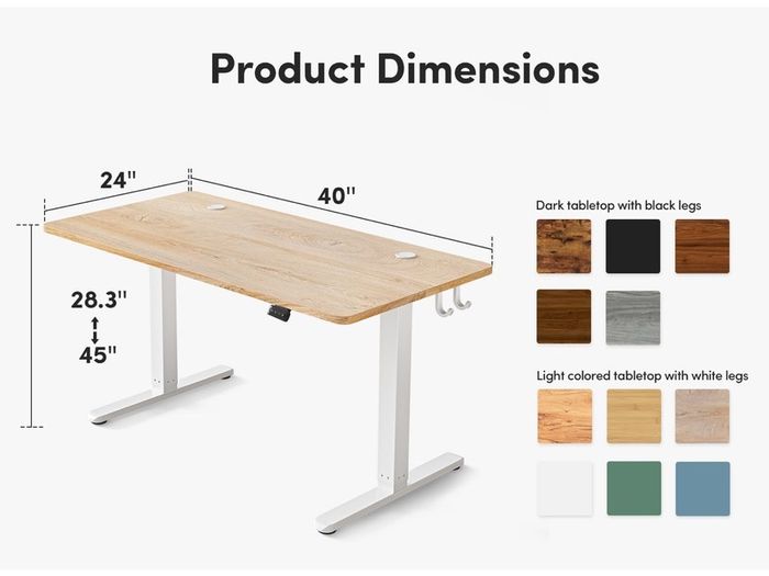 Height Adjustable Electric Standing Desk, 100 x 60cm