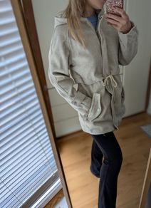 coat , Light gray , beige hooded coat Women Jacket warm , winter autumn