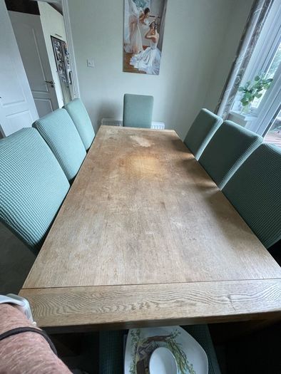dining table and 8 leather chairs