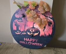 Halloween door wreath sign