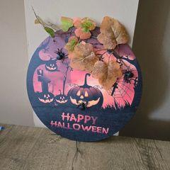 Halloween door wreath sign