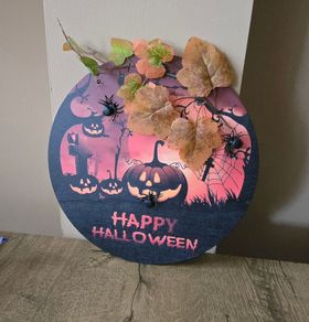 Halloween door wreath sign