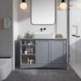 Extra long washbasin cabinet with 2 doors grey or white Image 2