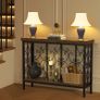 Console Table - 42.5" Industrial Hallway Table with 2-Tier Storage Shelf, Wood Behind Sofa Table Plant Stand Shelf TV Stand for Entryway, Living Room, Foyer, Rustic Brown Image 5