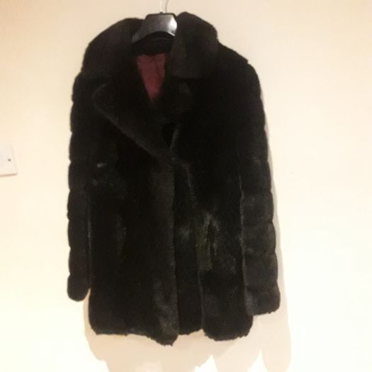 vintage 70's dark brown fax fur jacket