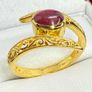 African Ruby Gold Plated Bypass Ring Image 2