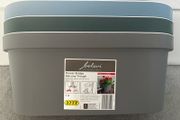 Planters for balcony, terrace or patio. Available in grey green and light blue. Few available