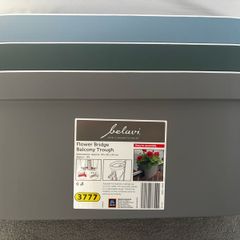 Planters for balcony, terrace or patio. Available in grey green and light blue. Few available