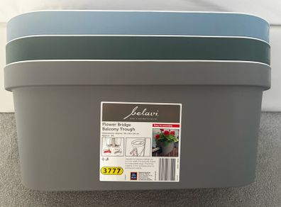 Planters for balcony, terrace or patio. Available in grey green and light blue. Few available