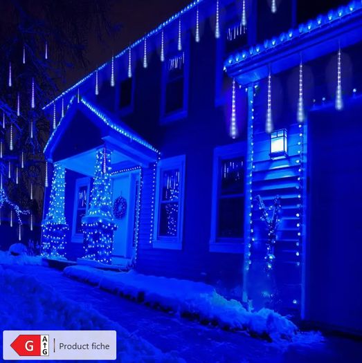 Ice Blue & white tubes meteor shower lights USB power supply