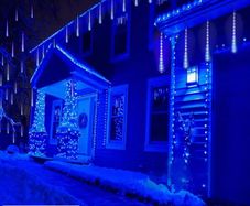 Ice Blue & white tubes meteor shower lights USB power supply